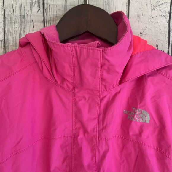 The North Face Girls HYVENT Hooded Rain Jacket Size S 7/8 Pink Outdoor Full Zip - Picture 2 of 14